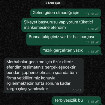 Reydeko Halı Hiçbir Şekilde Ürün Gönderilmiyor