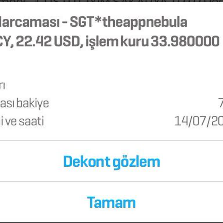 App Nebula İsimli Şirket Hesabımdan Para Çekti