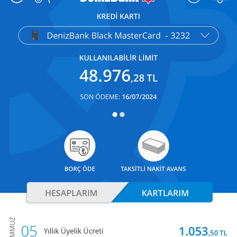 Denizbank Yıllık Üyelik Ücreti