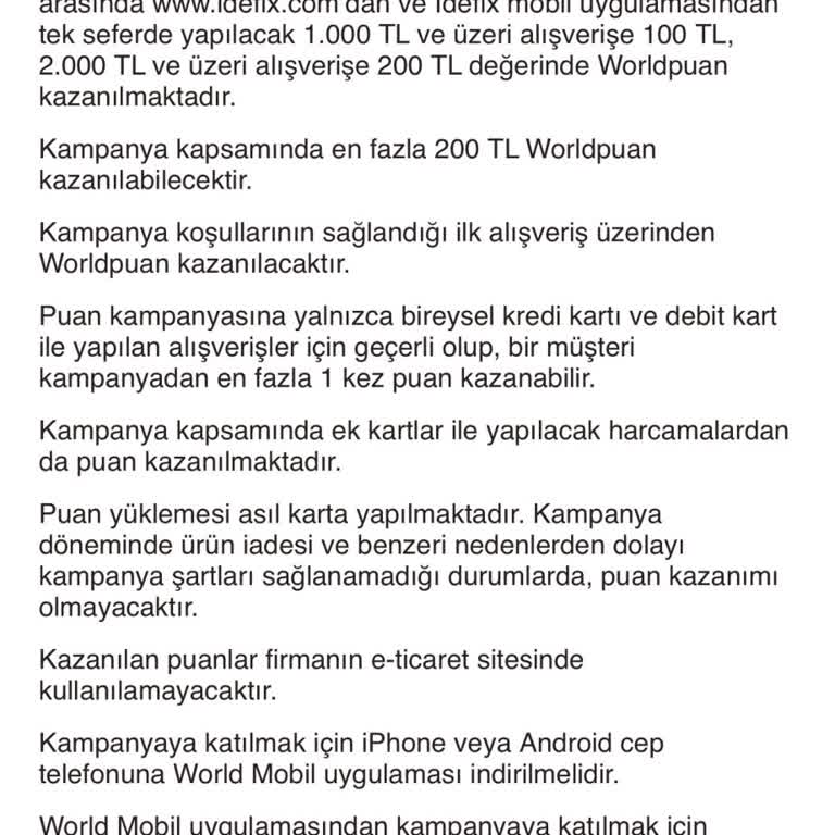 Yapı Kredi Bankası World Puan Verilmemesi