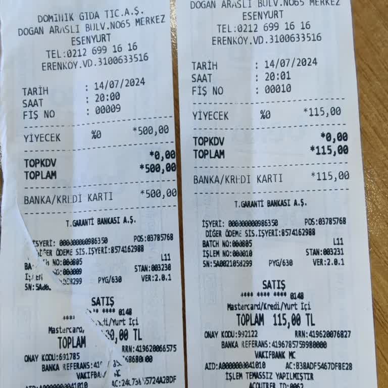 %0 Fiş Kesen Domino's Şubesi