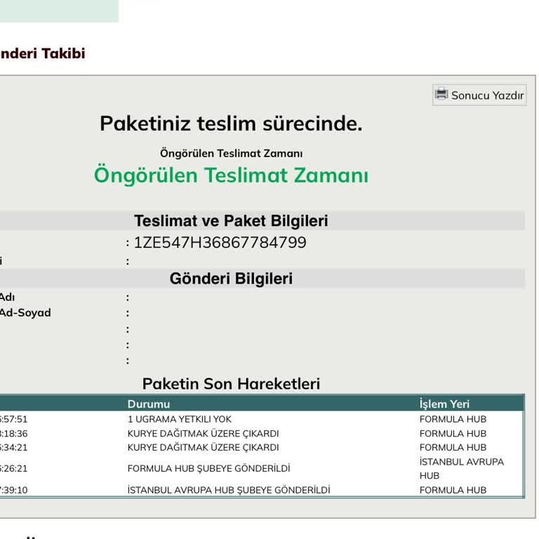 UPS Kargoyu Getirmeden İadeye Çeviriyor
