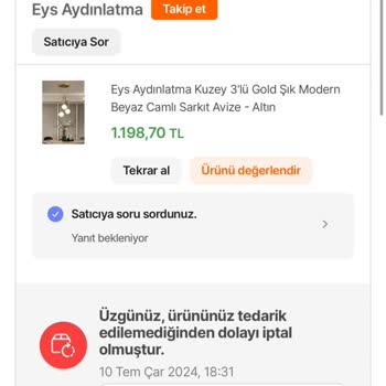 Hepsiburada Ve Eys Aydınlatma Sipariş İptali