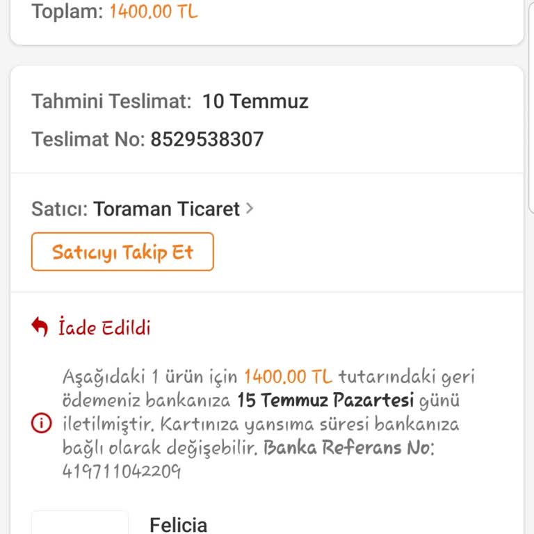 Trendyol Satın Aldığım Ürünü 10 Gün Oyalayıp İptal Etti.