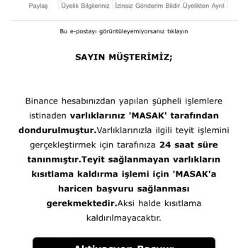 Sunexpress MASAK Spam Mailleri 15.07.2024