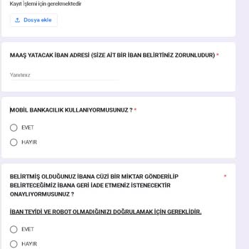 İşin Olsun İş Başvuru Kabulü Onayı İçin Bilgilerin İstenmesi