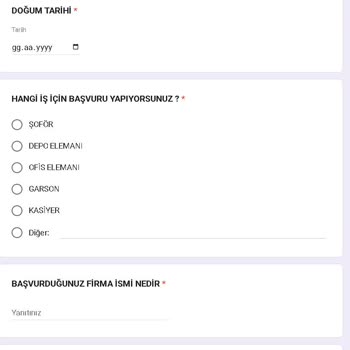 İşin Olsun İş Başvuru Kabulü Onayı İçin Bilgilerin İstenmesi