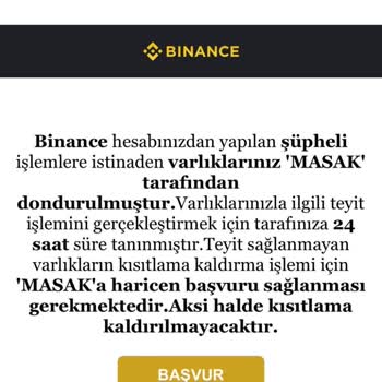 Binance MASAK Sunexpress'ten Gelen Yanıltıcı Mesajlar Hakkında Acil Yardım Talebi