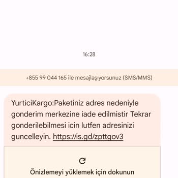 E-ticaret Marka Taklidiyle Dolandırıcılık Yurtiçi Kargo Adına Adresiniz Net Olmadığı İçin Ürününüz İadesi