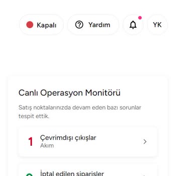 Yemeksepeti Restoran Paneli Çevrimdışı