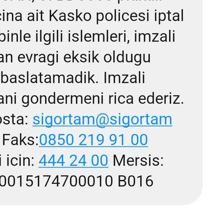 Sigortam.net Kasko İptal Dilekçesinin Kabul Edilmemesi
