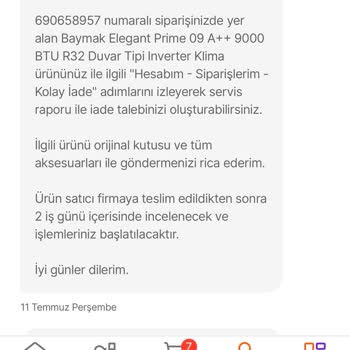 Hepsiburada İade Almıyor Klimaları Servis Raporu Olmasına Rağmen