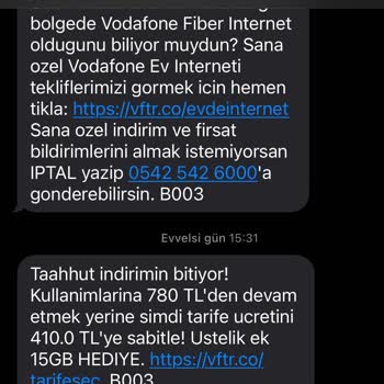 Vodafone Taahhüt Bitimi Kampanyası Eksik Bilgilendirme
