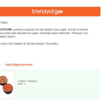 Trendyol Yemek Gönderilmeyen Ürünlerin Ücret İadesini Asla Yapmıyor