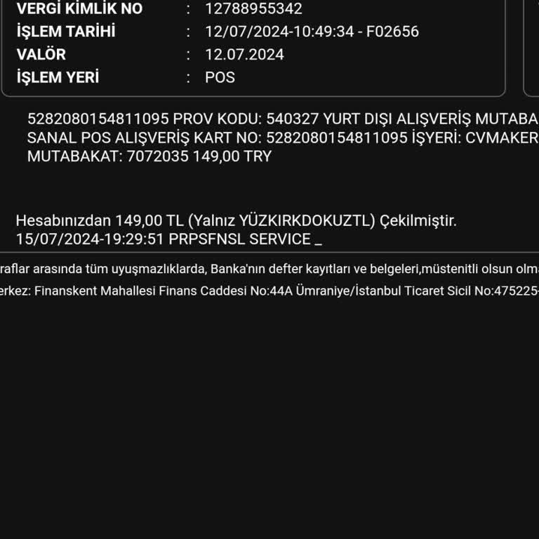 Cvmaker.com.tr Kartımdan Hesabın Dışında Para Çekildi