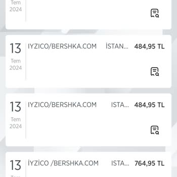 Bershka.com Kredi Kartından Bilgi Dışı Para Çekilmesi