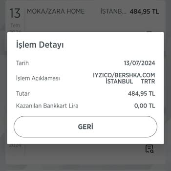 Bershka.com Kredi Kartından Bilgi Dışı Para Çekilmesi