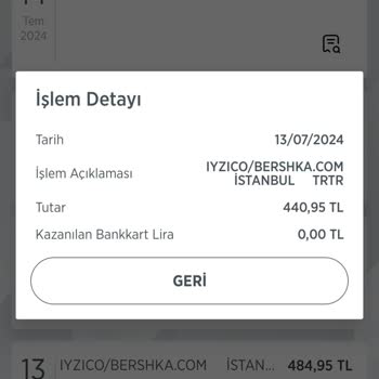 Bershka.com Kredi Kartından Bilgi Dışı Para Çekilmesi