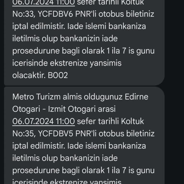 Obilet Bilet İptalinin Ücretlinin İade Edilmemesi