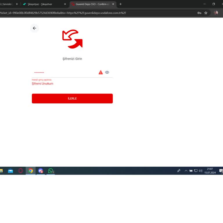 Vodafone Güvenli Depo Verilerimi Bilgisayarıma Yükleyemiyorum