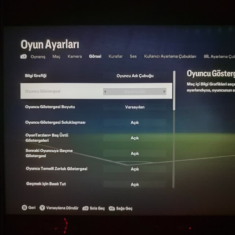 EA Sports Oyuncu Göstergesi Ayarı Değişmiyor
