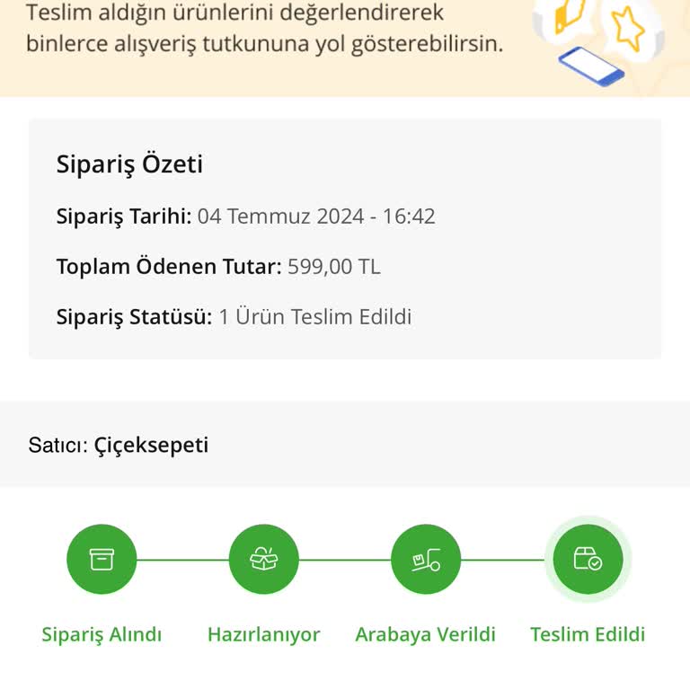 Çiçek Sepeti Teslimat Ücret İadesi Sorunu