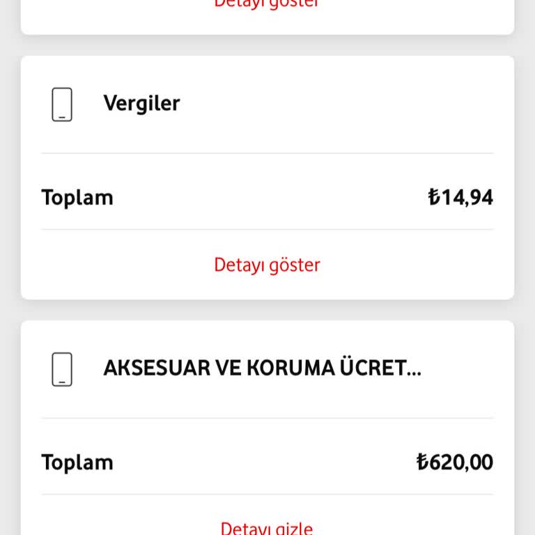 Vodafone Aksesuar Ve Koruma Ücreti!