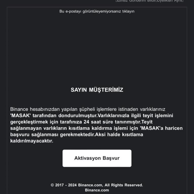 Binance MASAK Hesabı Dondurulmuştur