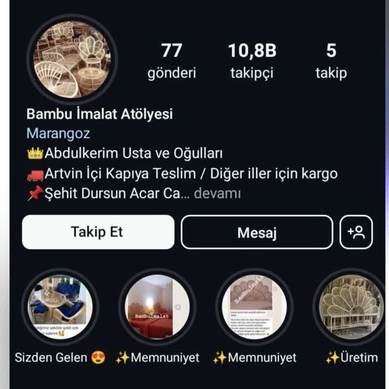 Bambu İmalat Atölyesi (bambuimalat) Instagram'da Yanıltıcı Balkon Takımı Siparişi