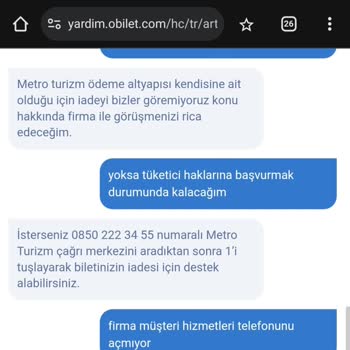 Obilet Metro Turizm Para İadesi Sorunu