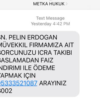 Metka Hukuk 'tan SMS Aldım