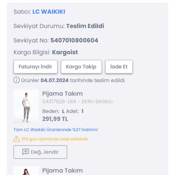 LC Waikiki Yanlış Ürün Yollandı