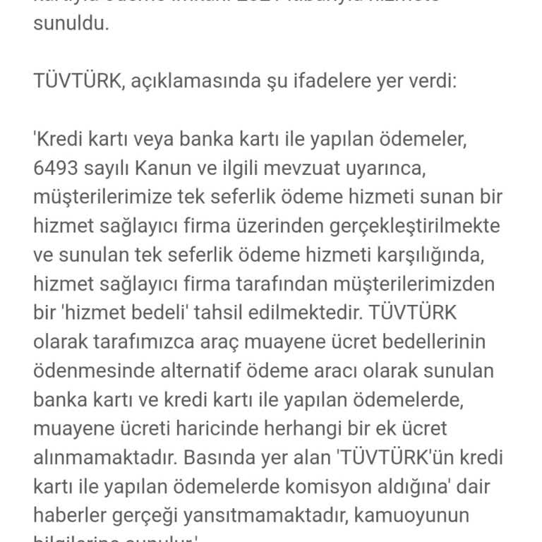 Tüvtürk Almıyoruz Dese De Kredi Kartı İşlem Ücreti Alması