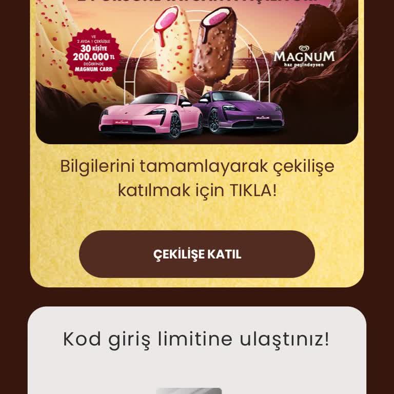 Magnum Algida İle Kazan Uygulaması Zaman Aşımına Uğradı