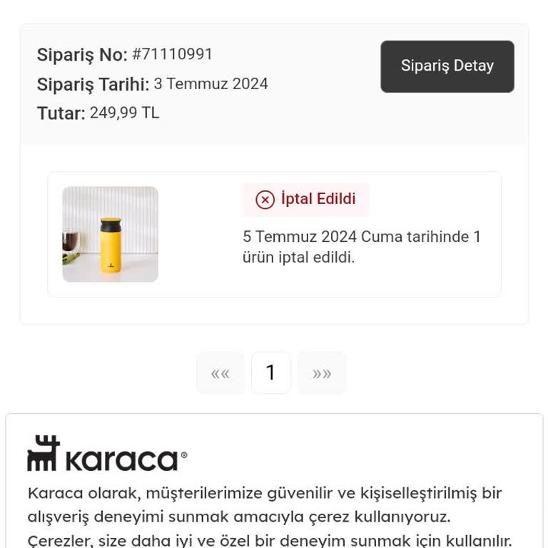 Karaca Züccaciye Karaca Ücret İadesi