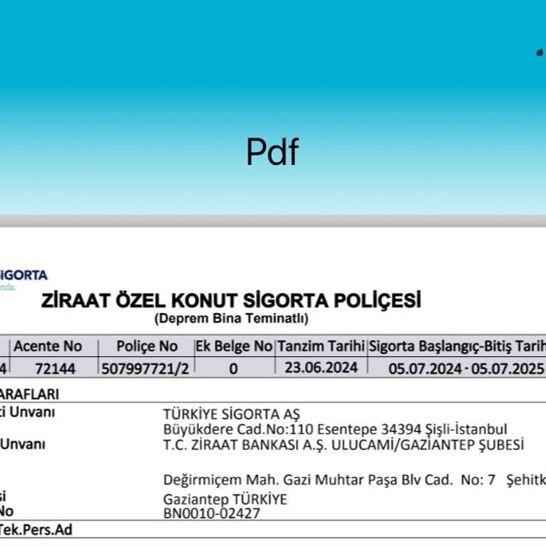 Türkiye Sigorta Ziraat Konut Sigortası İvedi İptali