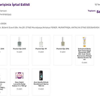 Gratis Haksız İptal Edilen Alışverişlerim