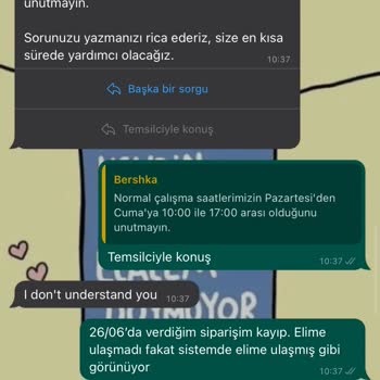 Bershka 26/06'da Verdiğim Sipariş Hiç Gelmemiş Teslim Edildi Yazıyor