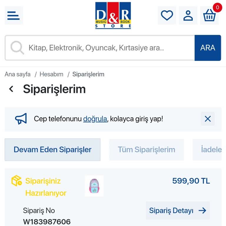D&R Sipariş Verdiğim Çanta Hala Kargolanmadı