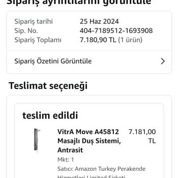 Vitra Duş Seti Eksik Paket