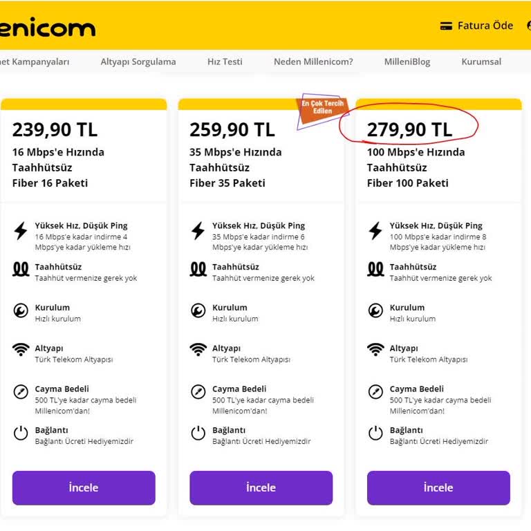 Millenicom Faturama Fazladan Fiyat Çıkarılması