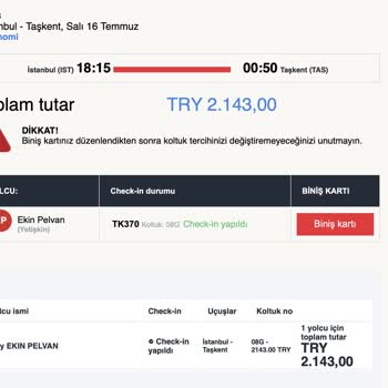 THY Koltuk Seçimi İçin Mükerrer Ücret Alımı