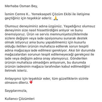 Yemeksepeti Uygulaması Sorunumu Çözmüyor!