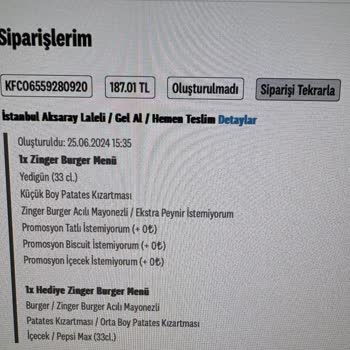 KFC Para İadesi Yapmıyor