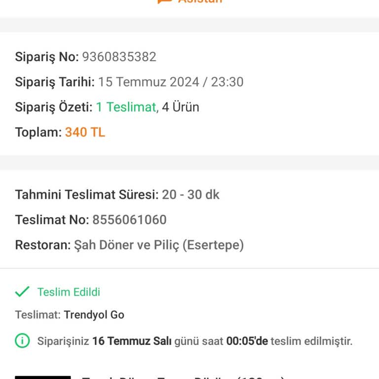 Trendyol GO Teslim Edildi Ama Ürün Ortada Yok