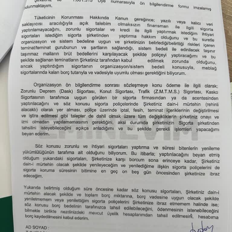 EminOtomotiv Eminevim Trabzon Şubesi Sorumsuzluğu