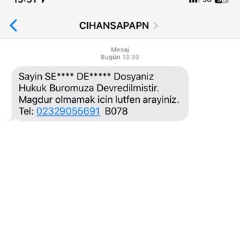 CIHANSAPAPN (SMS) Sahte Hukuk Bürosu Mesajı İle Mağduriyet