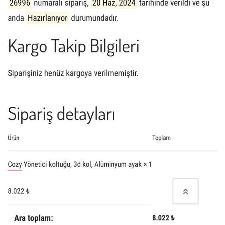 Bürotime Çalışma Sandalyesini 1 Aydır Göndermiyor