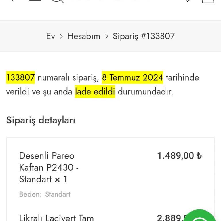 Marina Mayo İade Ücretim Günlerdir Yatırılmadı
