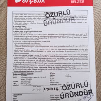 Arçelik'in Sorunu Çözmesini Talep Ediyorum